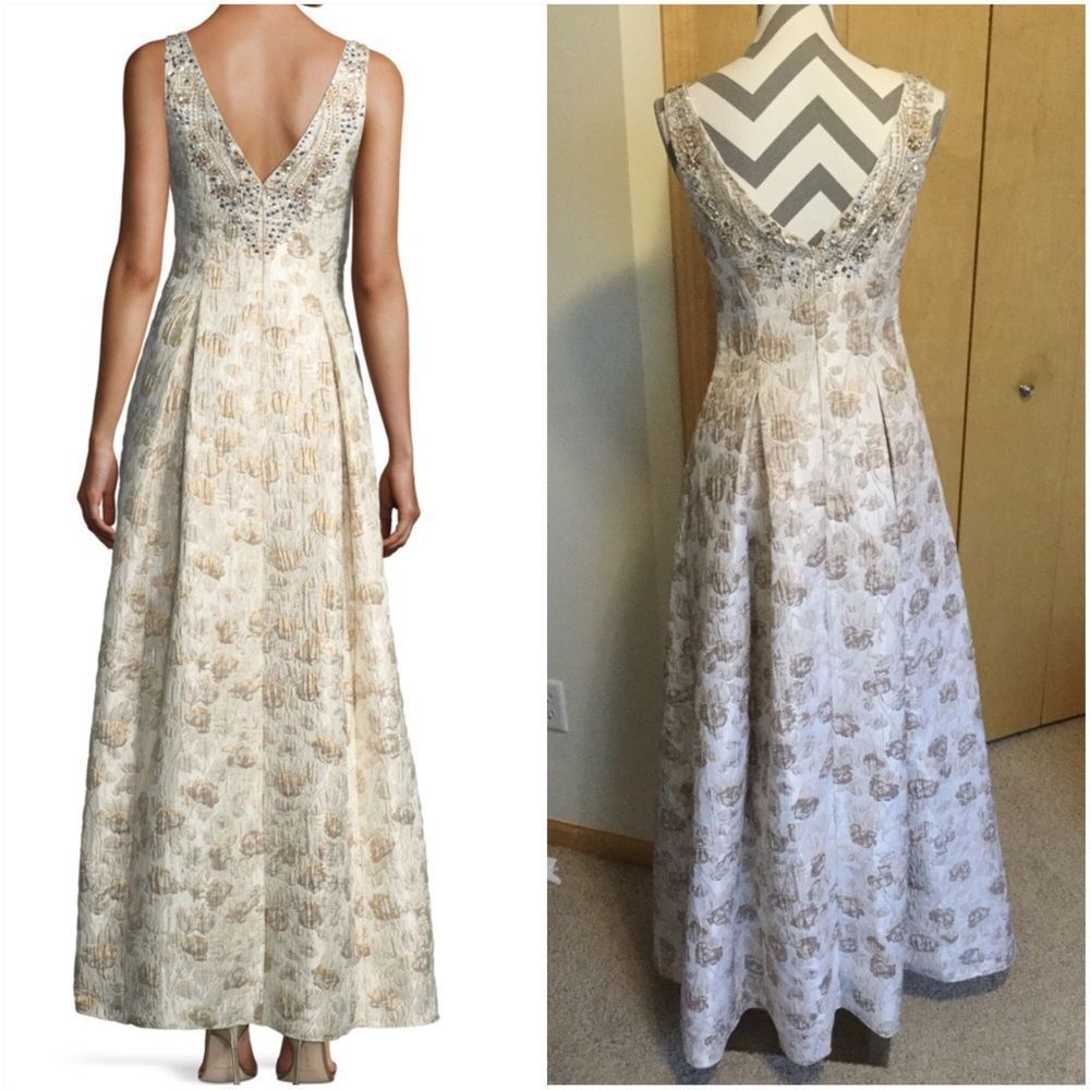 Aidan Mattox Metallic Jacquard Ball Gown - Picture 4 of 8